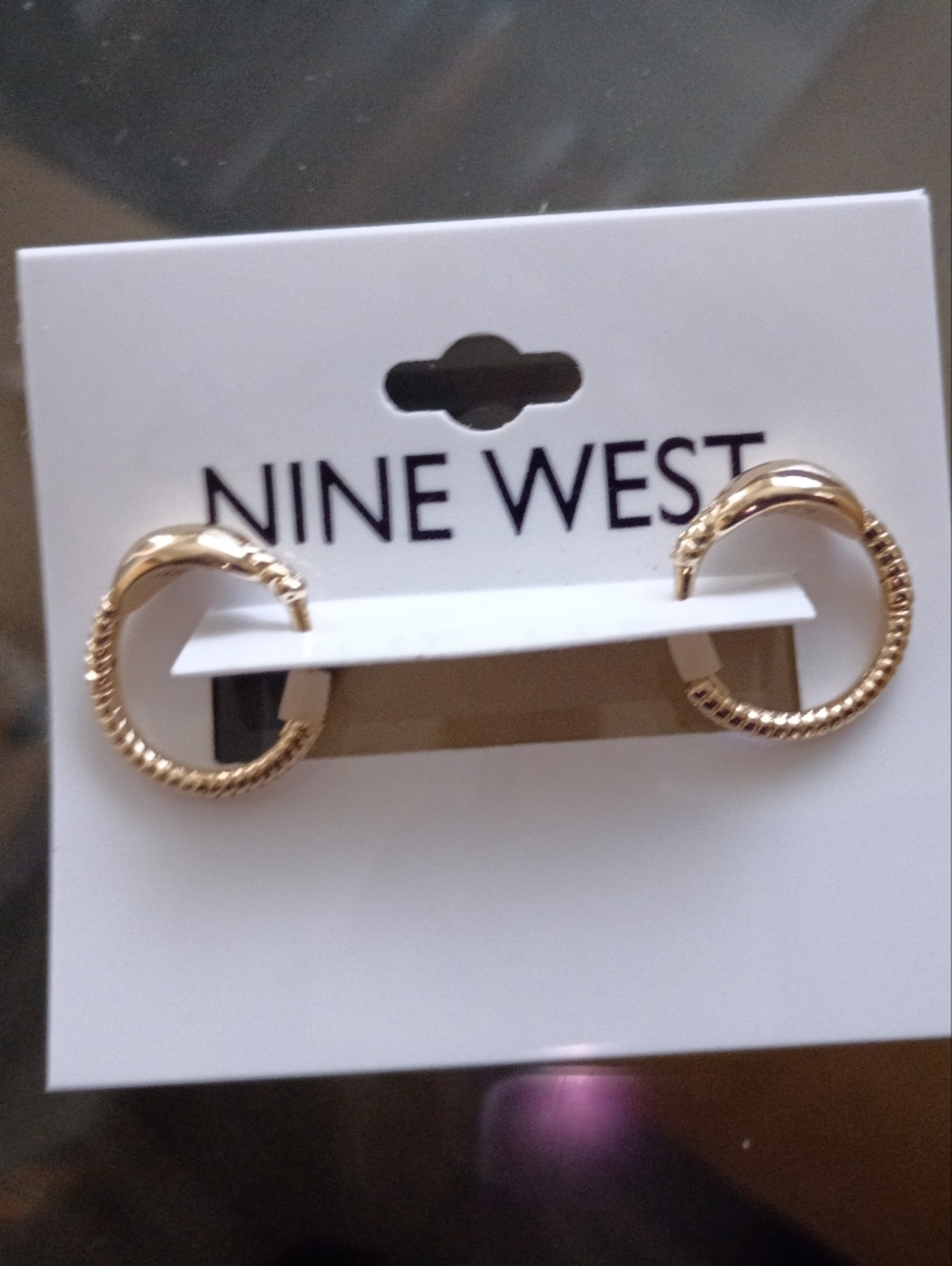 Nine West Gold Textured Hoop Earrings